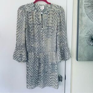 Parker Snake Print Lined 100% Silk  Mini Dress Size S